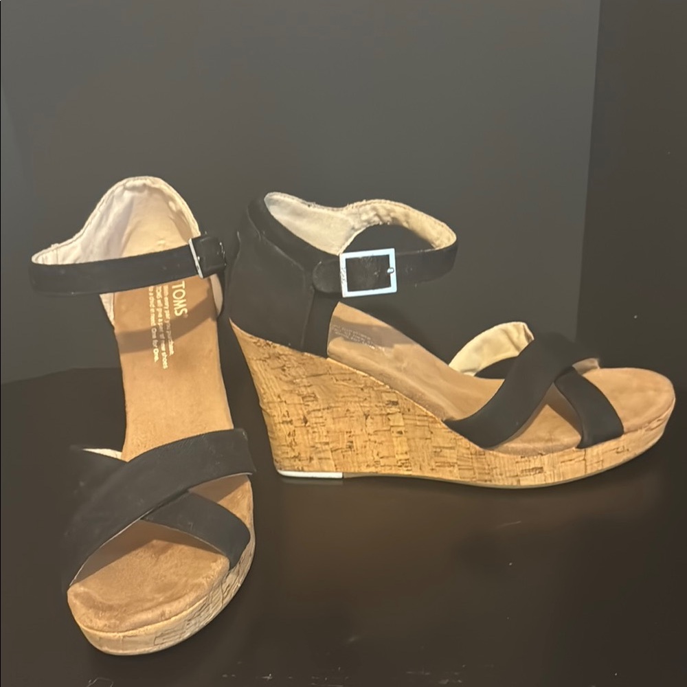 Black Wedge Sandals